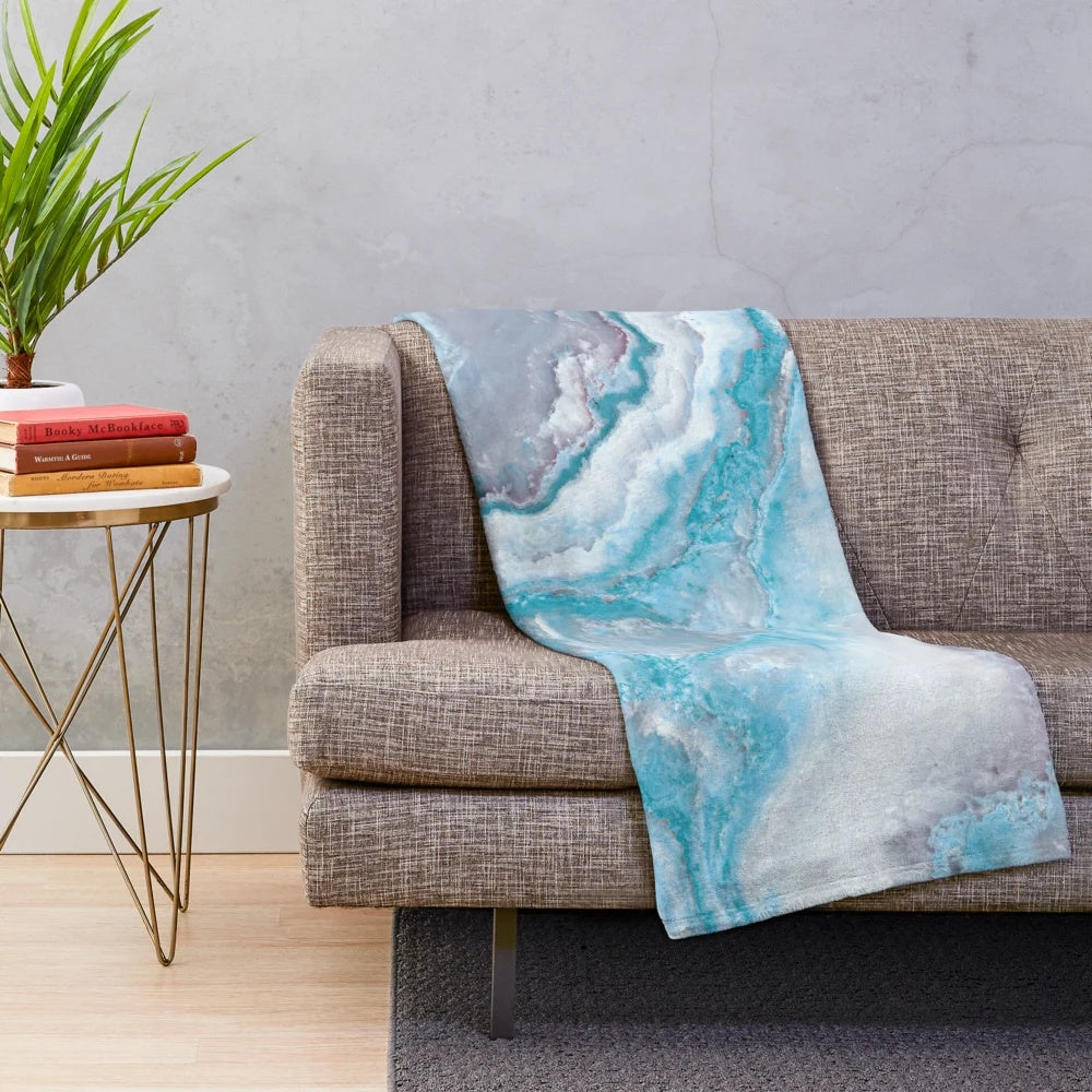 Luxury plush blanket with marble geode and faux agate design