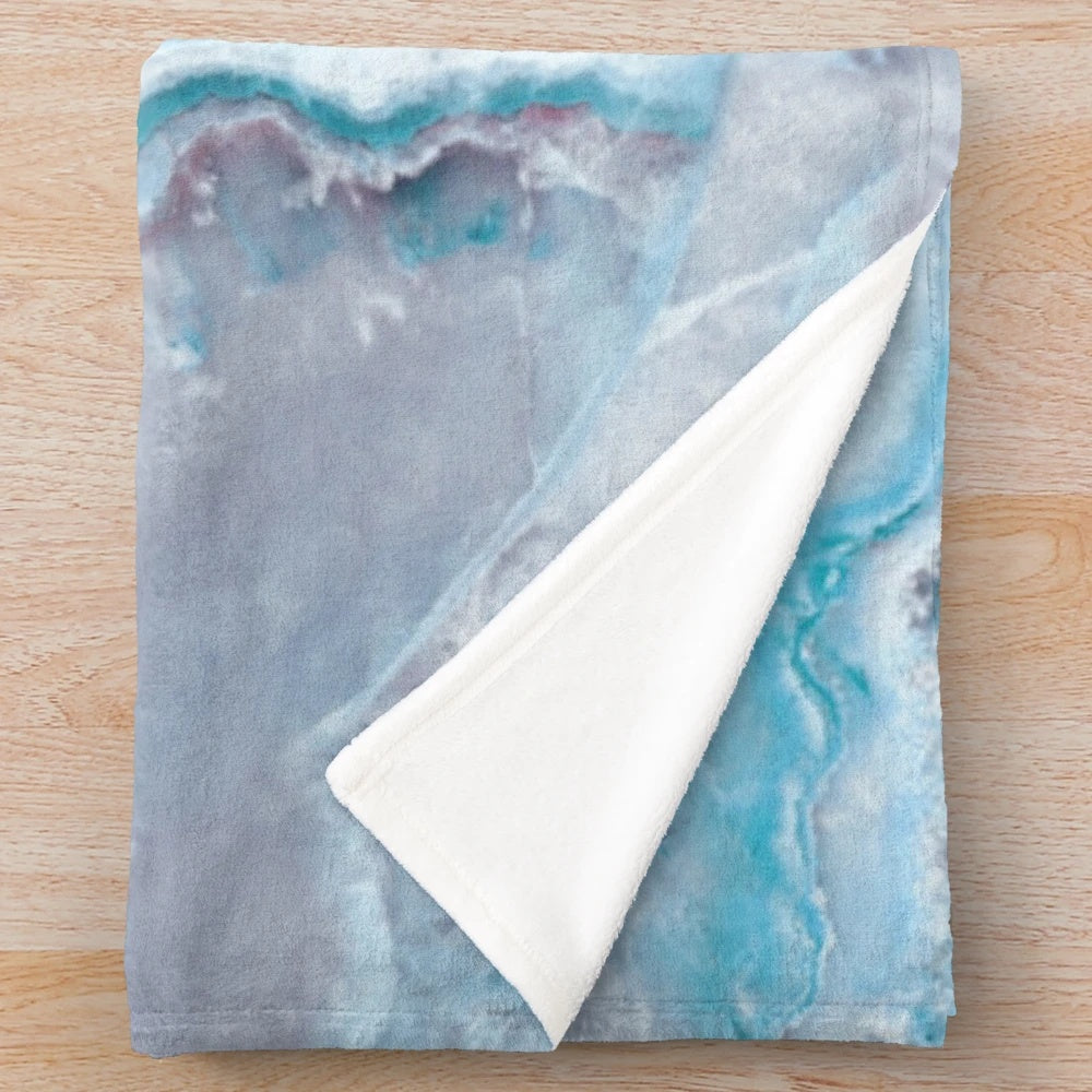 Luxury plush blanket with marble geode and faux agate design