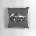 Soft, plush pillow featuring the iconic Porsche 911 sports car in a sleek black design.