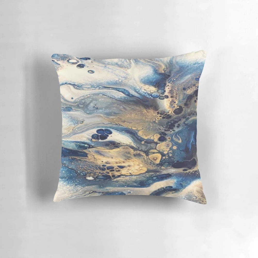 Luxurious royal blue and gold decorative pillow for home interior design