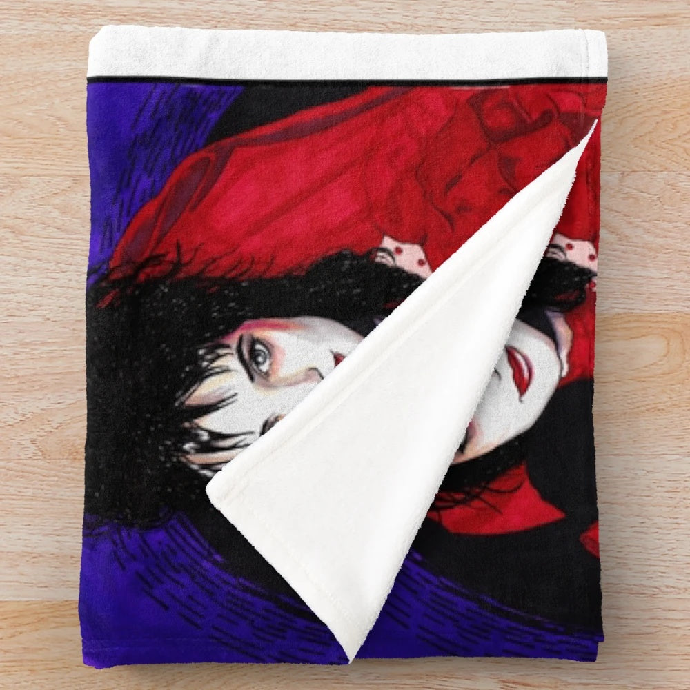 Lydia Deetz inspired plush blanket with Beetlejuice gothic design