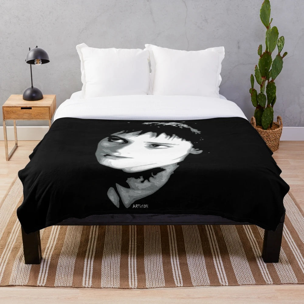Soft and cozy plush blanket featuring the iconic character Lydia Deetz from the Tim Burton classic Beetlejuice