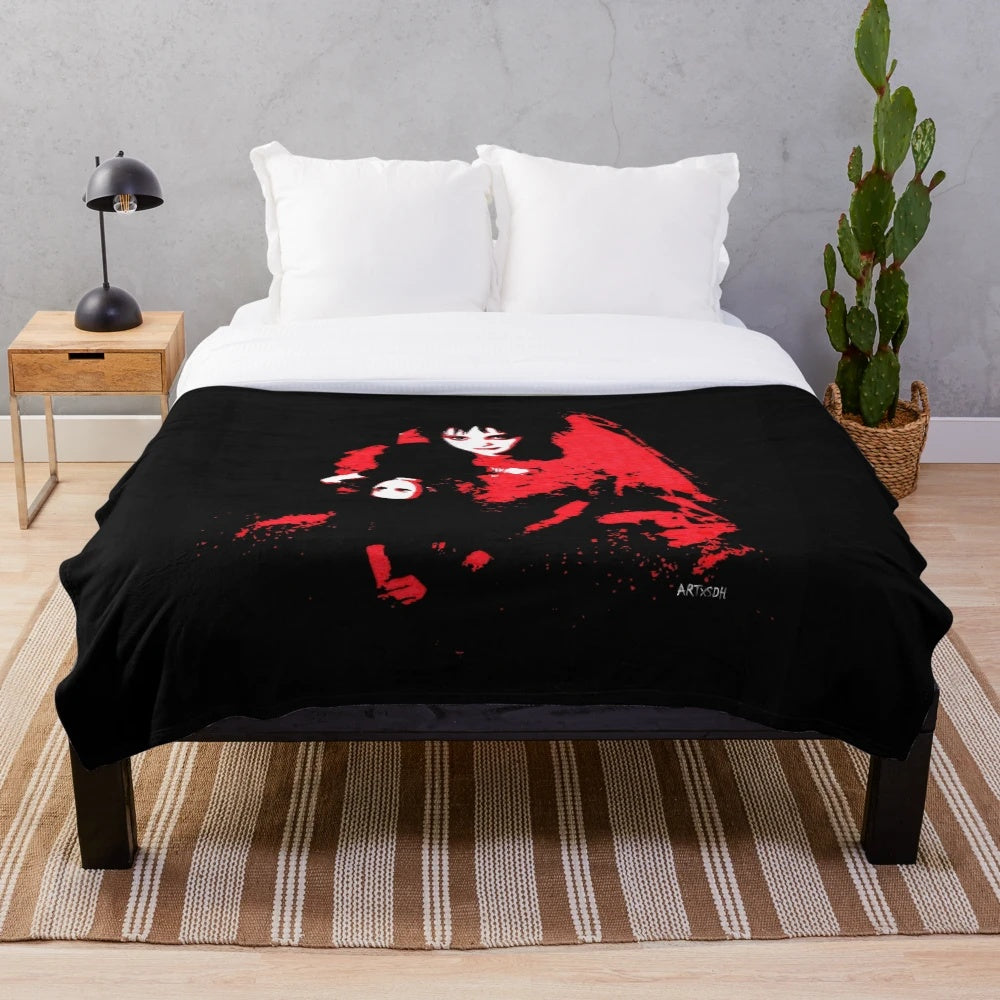Lydia Deetz inspired plush blanket featuring the character from the Tim Burton classic Beetlejuice