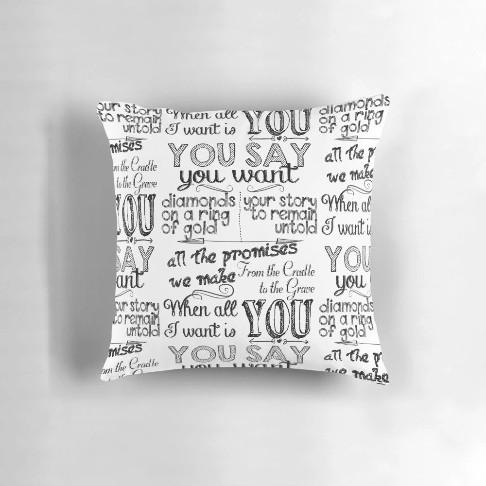 U2 "All I Want Is You" chalkboard-style decorative pillow