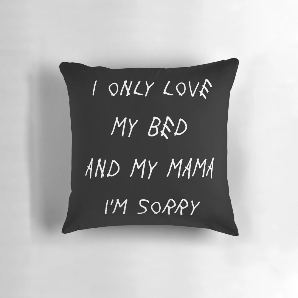 Minimalist throw pillow featuring lyrics from Drake's hit song "God's Plan"