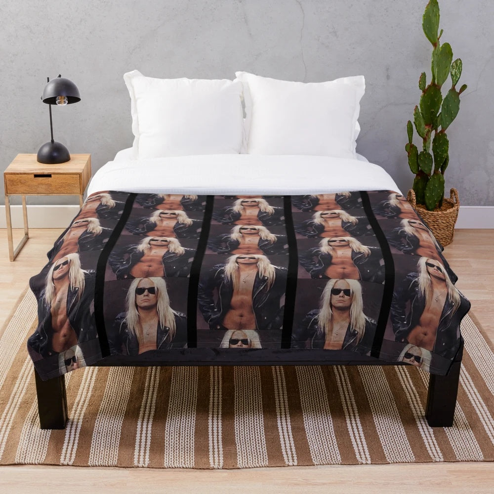 Mötley Crüe inspired plush blanket with band members
