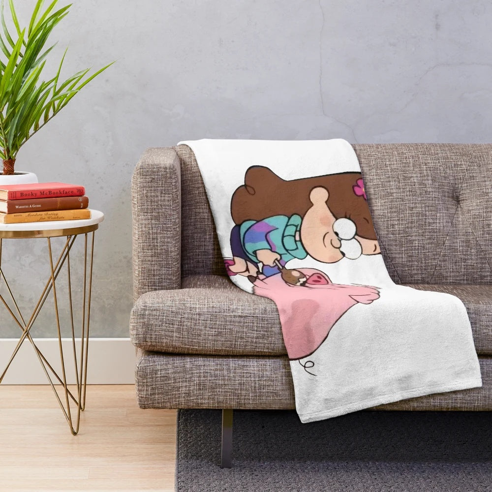 Mabel and Waddles inspired plush blanket from the animated series Gravity Falls