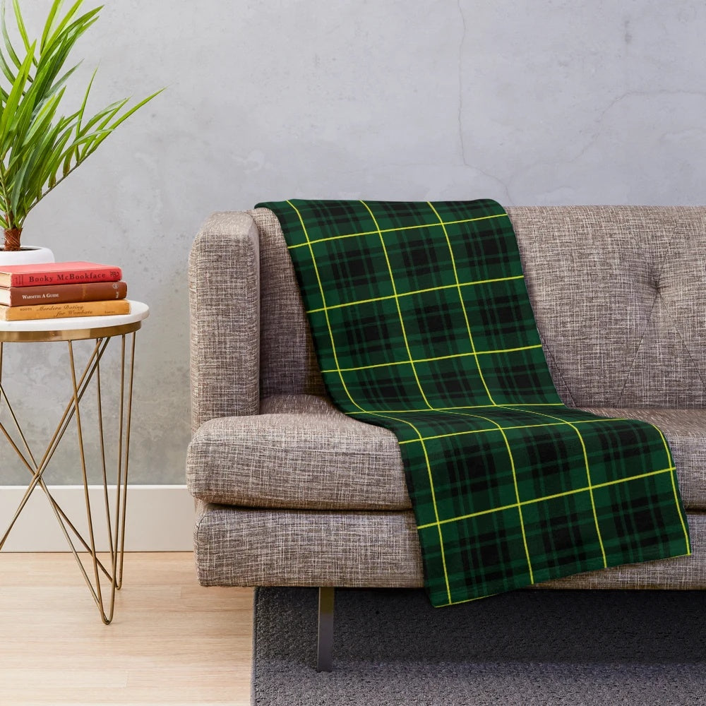 Macarthur tartan plush blanket with Scottish clan crest