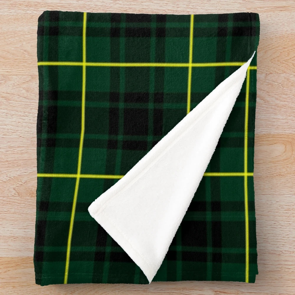 Macarthur tartan plush blanket with Scottish clan crest