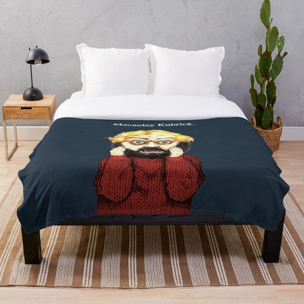 Macaulay Kubrick plush blanket featuring references to iconic cinema