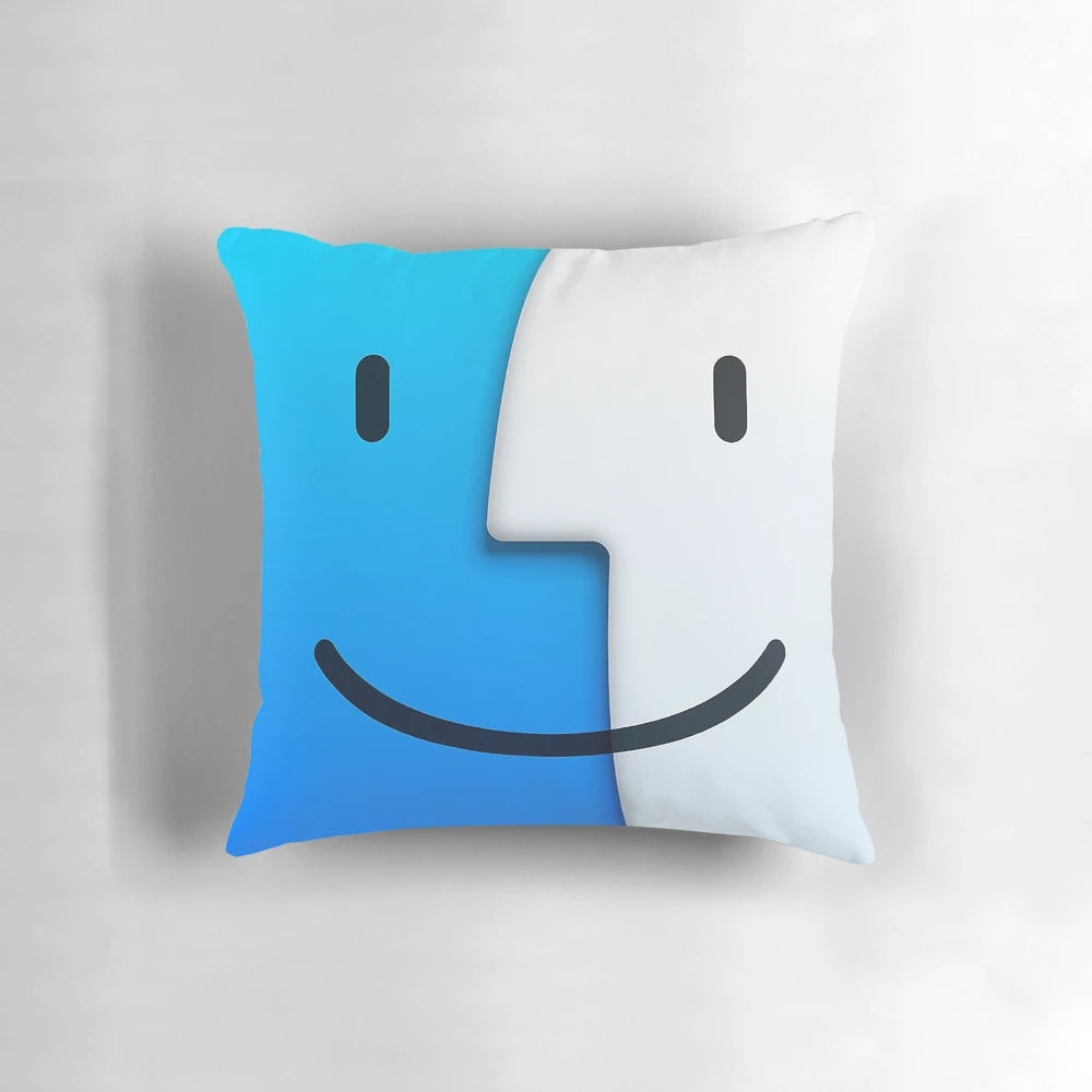 "Macbook Finder Logo Pillow - Iconic Apple App Face Design"