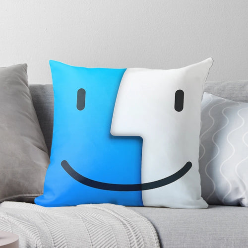 "Macbook Finder Logo Pillow - Iconic Apple App Face Design"