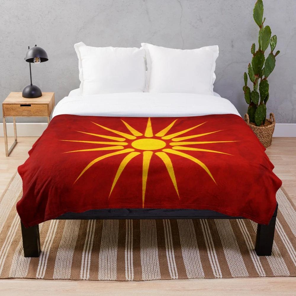 Macedonian Flag Plush Blanket with the National Flag of Macedonia Design