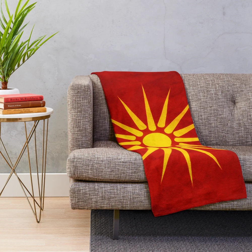 Macedonian Flag Plush Blanket with the National Flag of Macedonia Design
