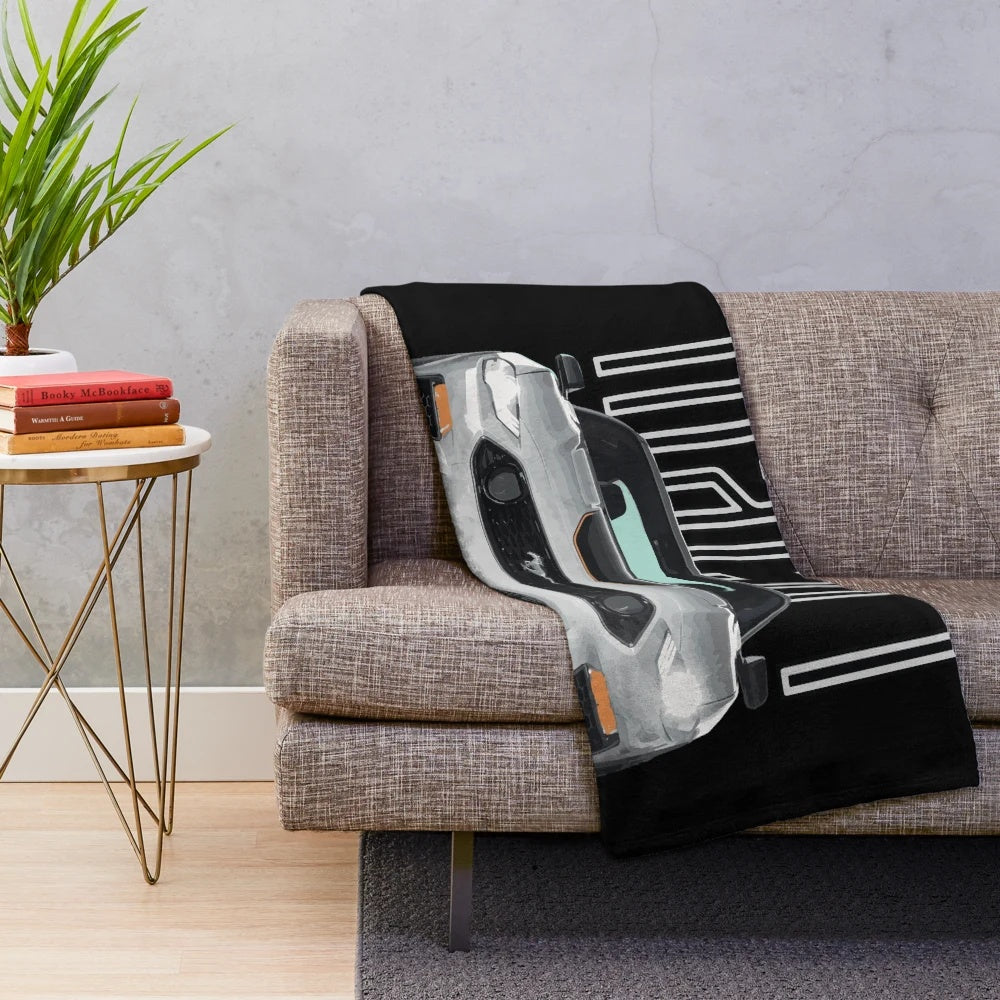 Mach 1 inspired plush blanket featuring the Ford Mustang GT 5.0L V8 muscle car