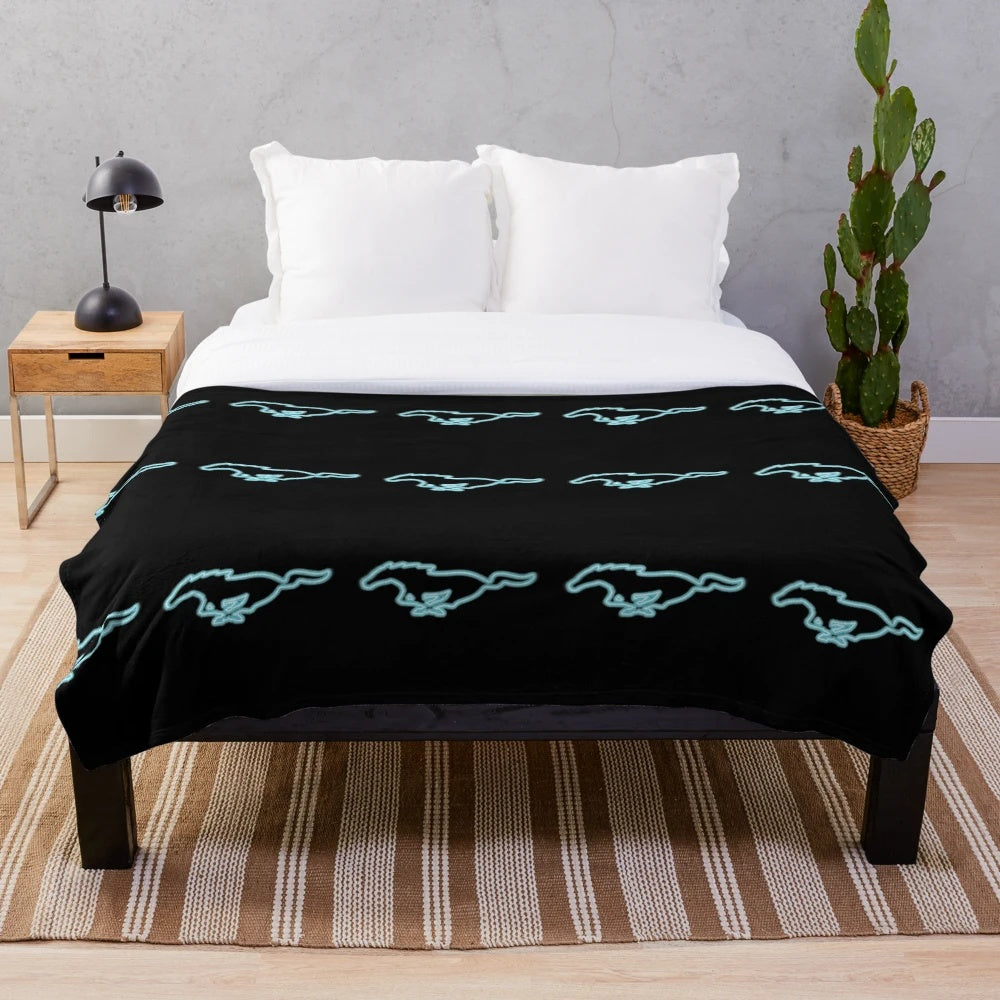 Mach-E inspired Mustang GT electric pony plush blanket