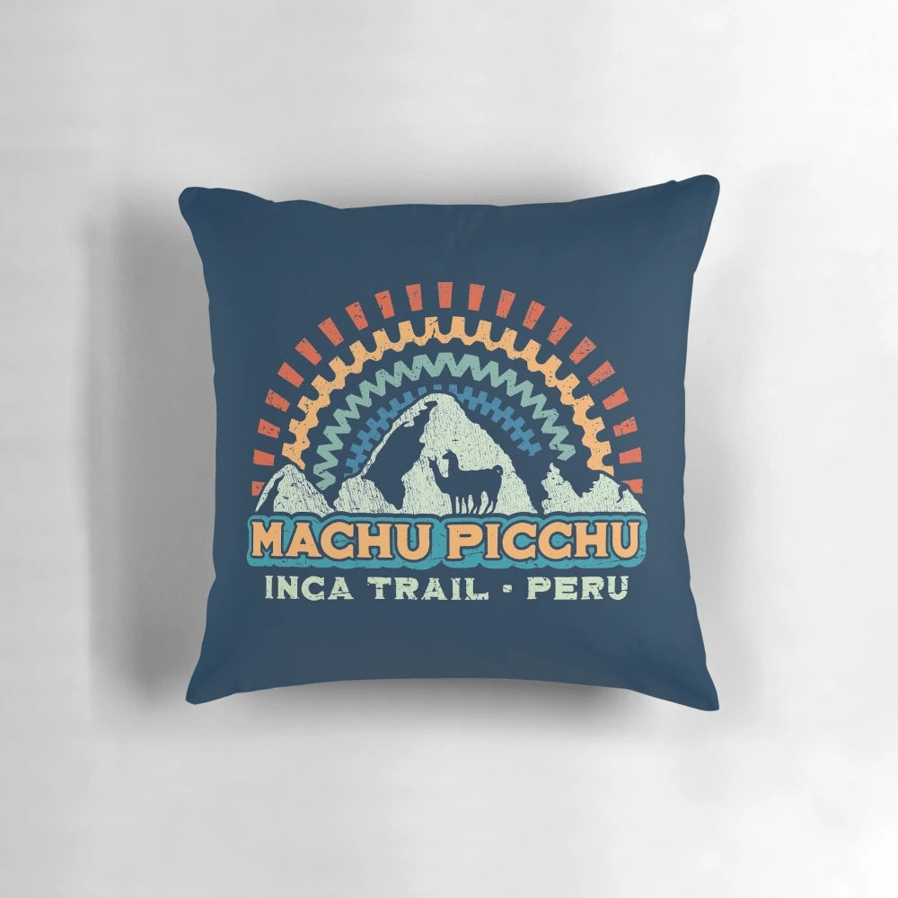 Machu Picchu Inca Trail Retro Vintage Pillow - Peru Andean Decor