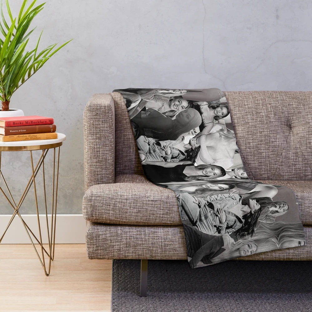 Madelyn Cline inspired black and white aesthetic collage plush blanket