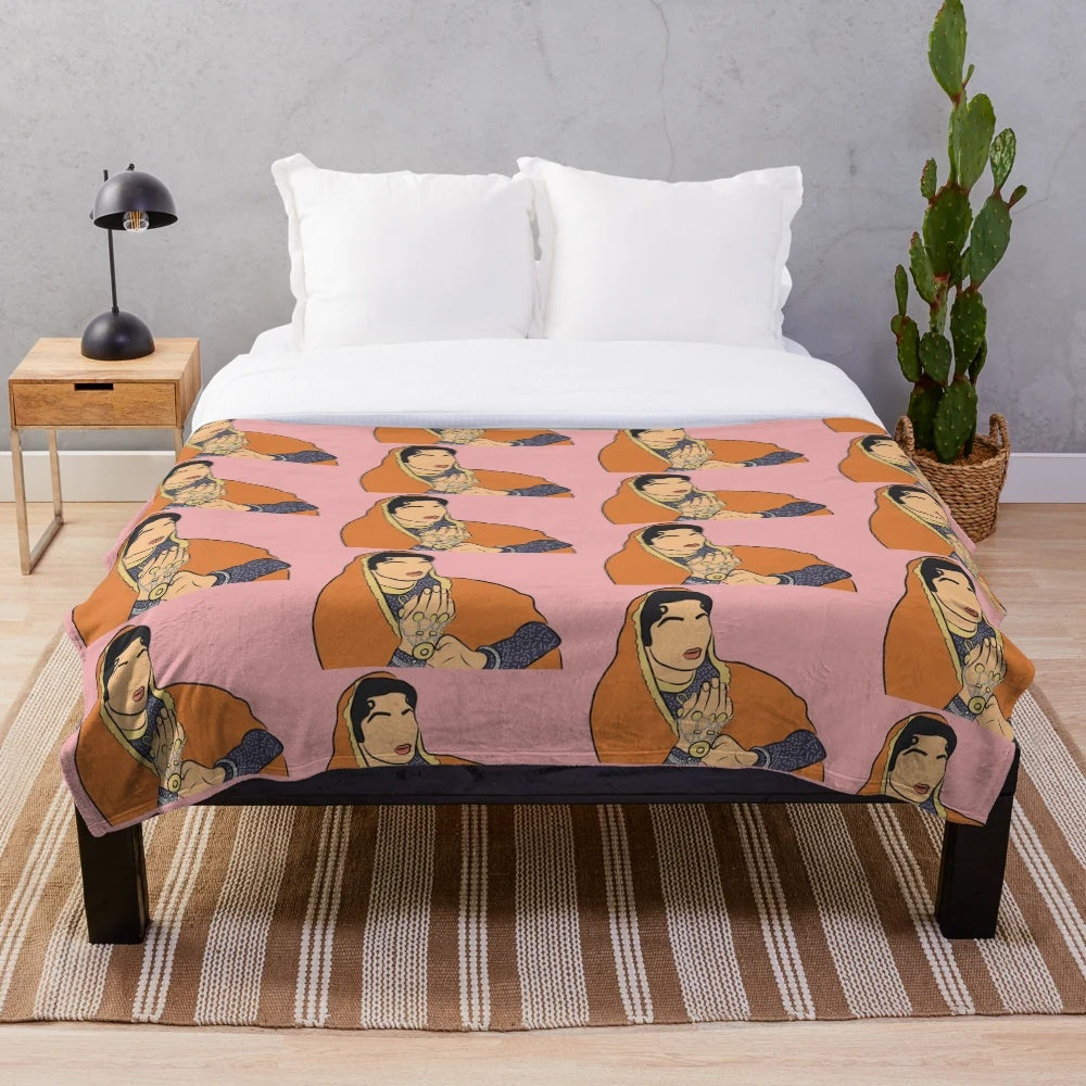 Madhubala inspired plush blanket with desi cultural elements