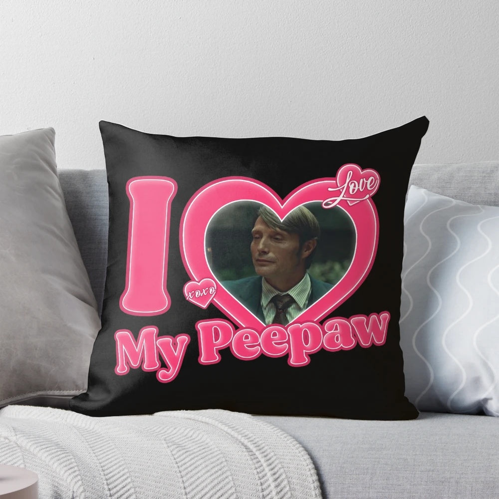 Mads Mikkelsen "I Love My Peepaw" Hannibal Lecter Themed Pillow