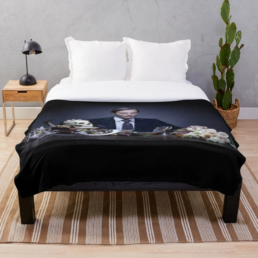 Mads Mikkelsen Inspired Hannibal TV Series Plush Blanket