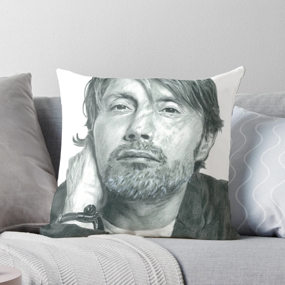 Mads Mikkelsen Inspired Pillow - Hannibal Themed Home Decor