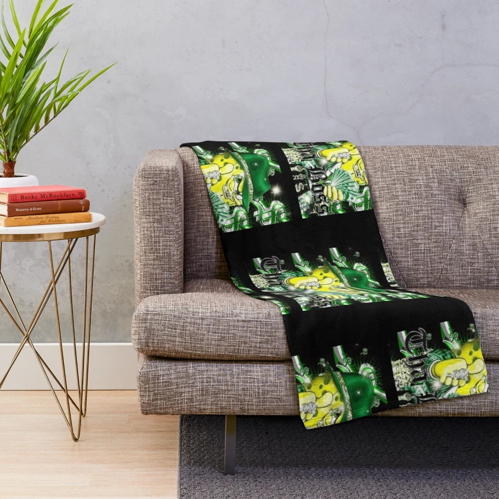 Mafioso Spongebob inspired plush blanket with gangster and retro 2000s style design