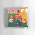 Maggie and The Ferocious Beast character design on a decorative pillow