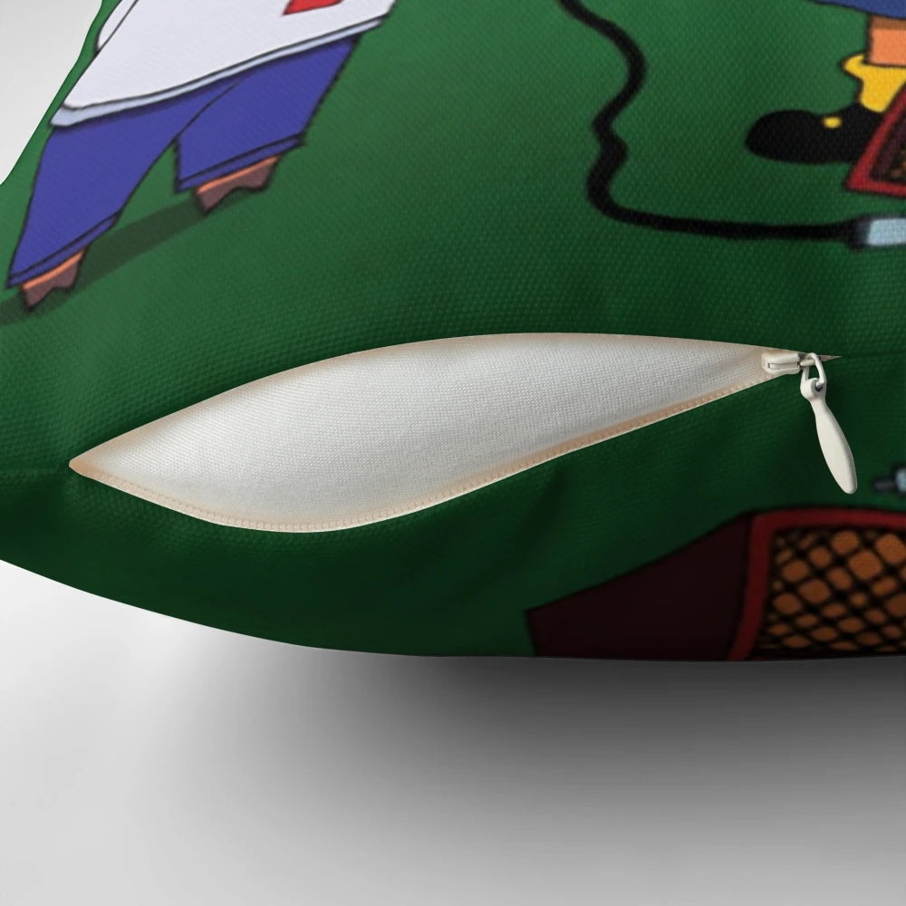 Maggie and The Ferocious Beast character design on a decorative pillow