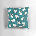 A blue pillow featuring a cool unicorn design with sunglasses