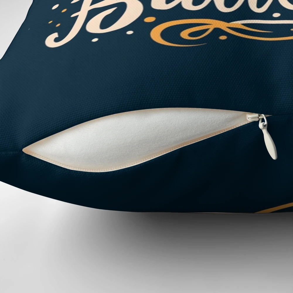 A decorative pillow featuring the text "I'm Just Here for the ButterBeer" on a whimsical fantasy-inspired design, perfect for Harry Potter enthusiasts.