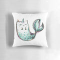 Colorful and whimsical pillow featuring a playful cat mermaid unicorn design, perfect for adding a touch of fantasy to any room.