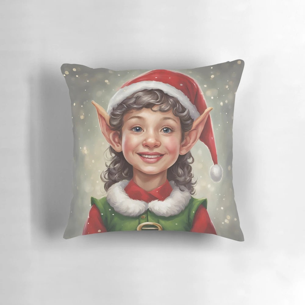 Magical Christmas elf-inspired decorative pillow for holiday home decor