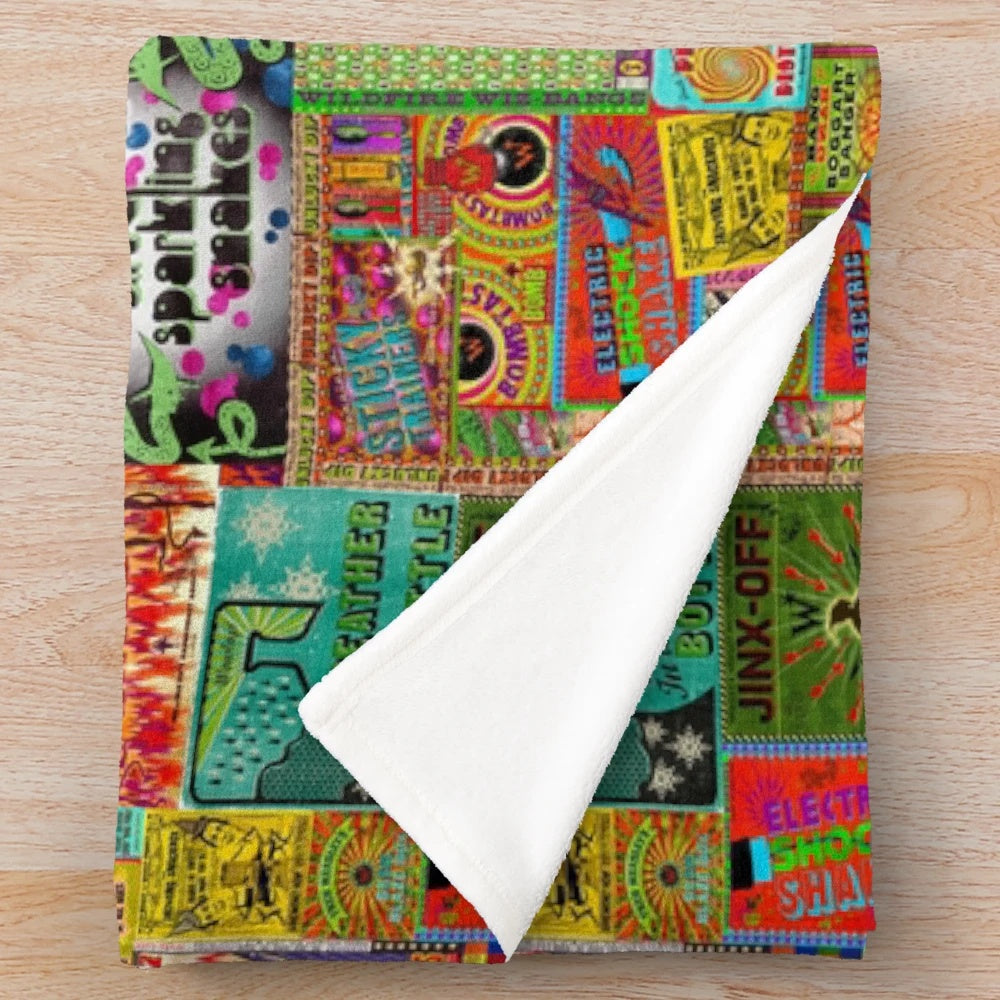 Magical Collage Plush Blanket with Wizard and Witch Inspired Designs