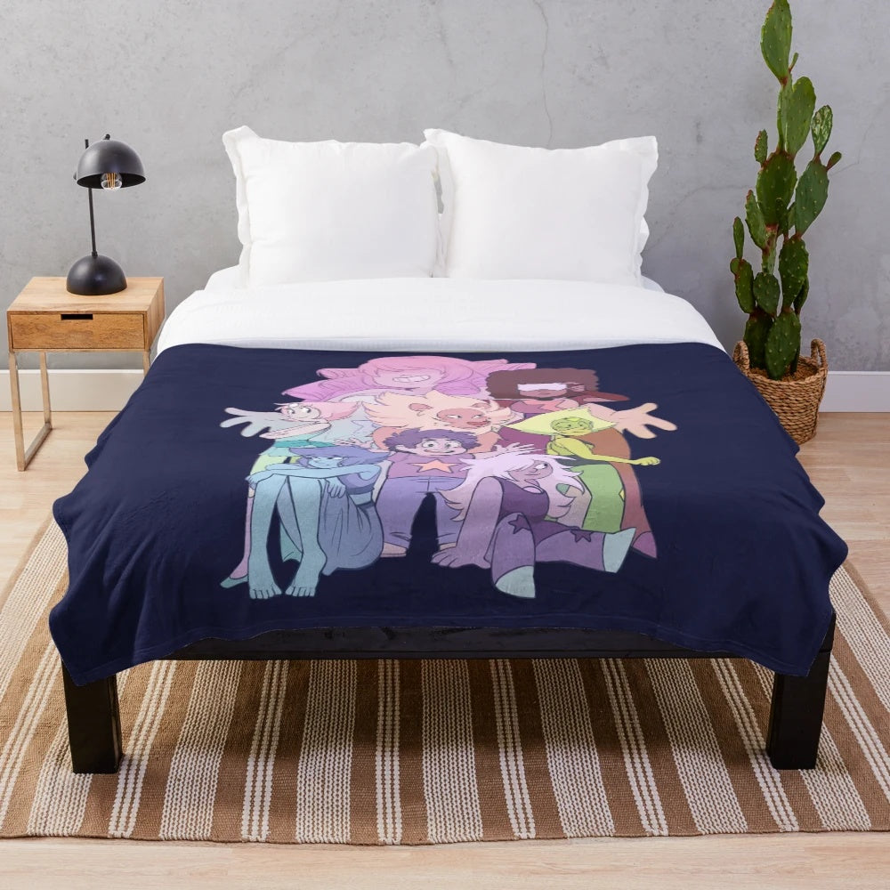 Steven Universe inspired plush blanket with the Crystal Gems characters