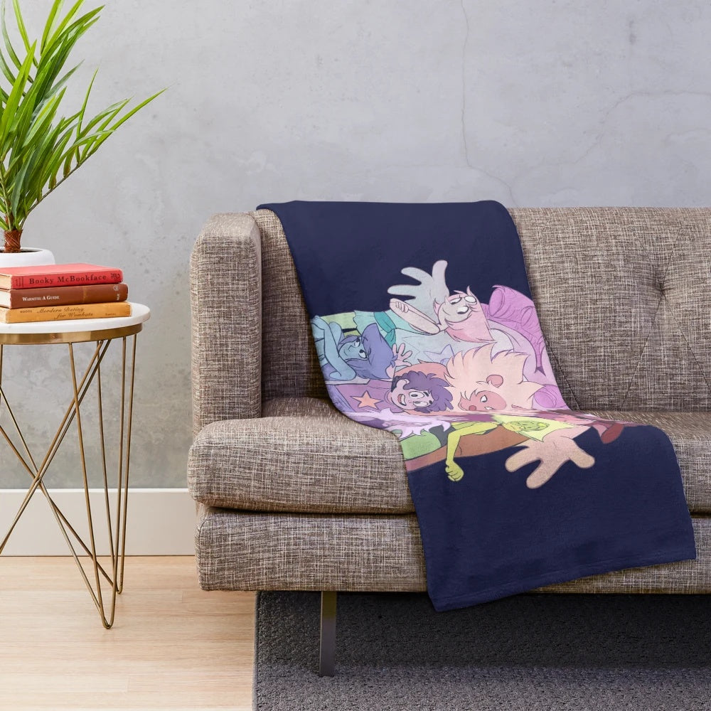 Steven Universe inspired plush blanket with the Crystal Gems characters