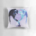A decorative pillow featuring the dragon characters Toothless and Light Fury from the How to Train Your Dragon fantasy film series.