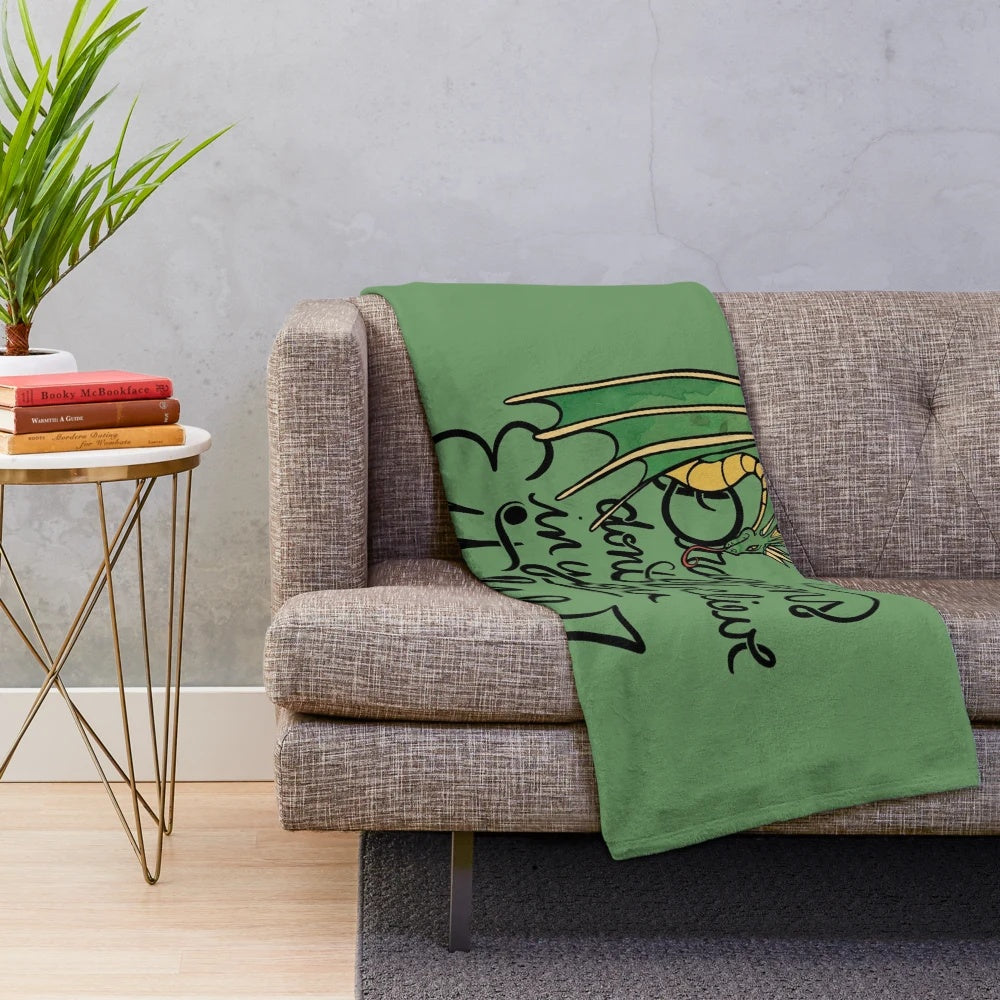 Cozy green dragon plush blanket for fantasy and adventure lovers