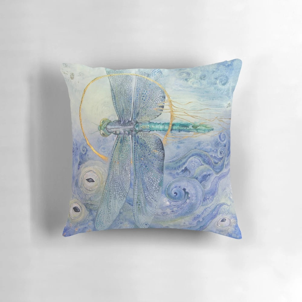 Mystical dragonfly pillow featuring Stephanie Law's enchanting fantasy art