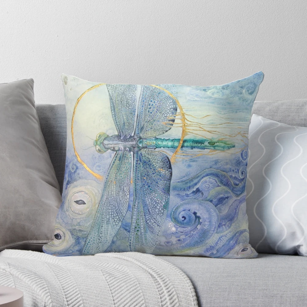Mystical dragonfly pillow featuring Stephanie Law's enchanting fantasy art
