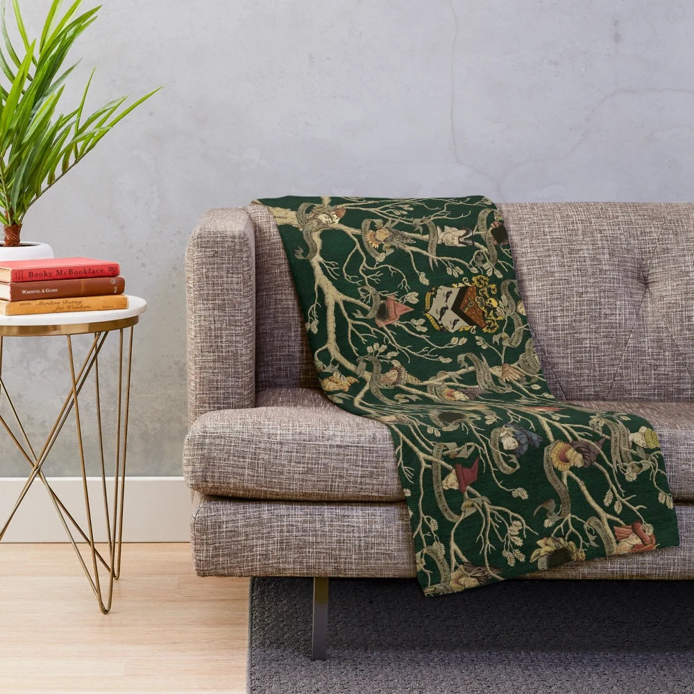 Plush blanket with Noble House of Black family tree design