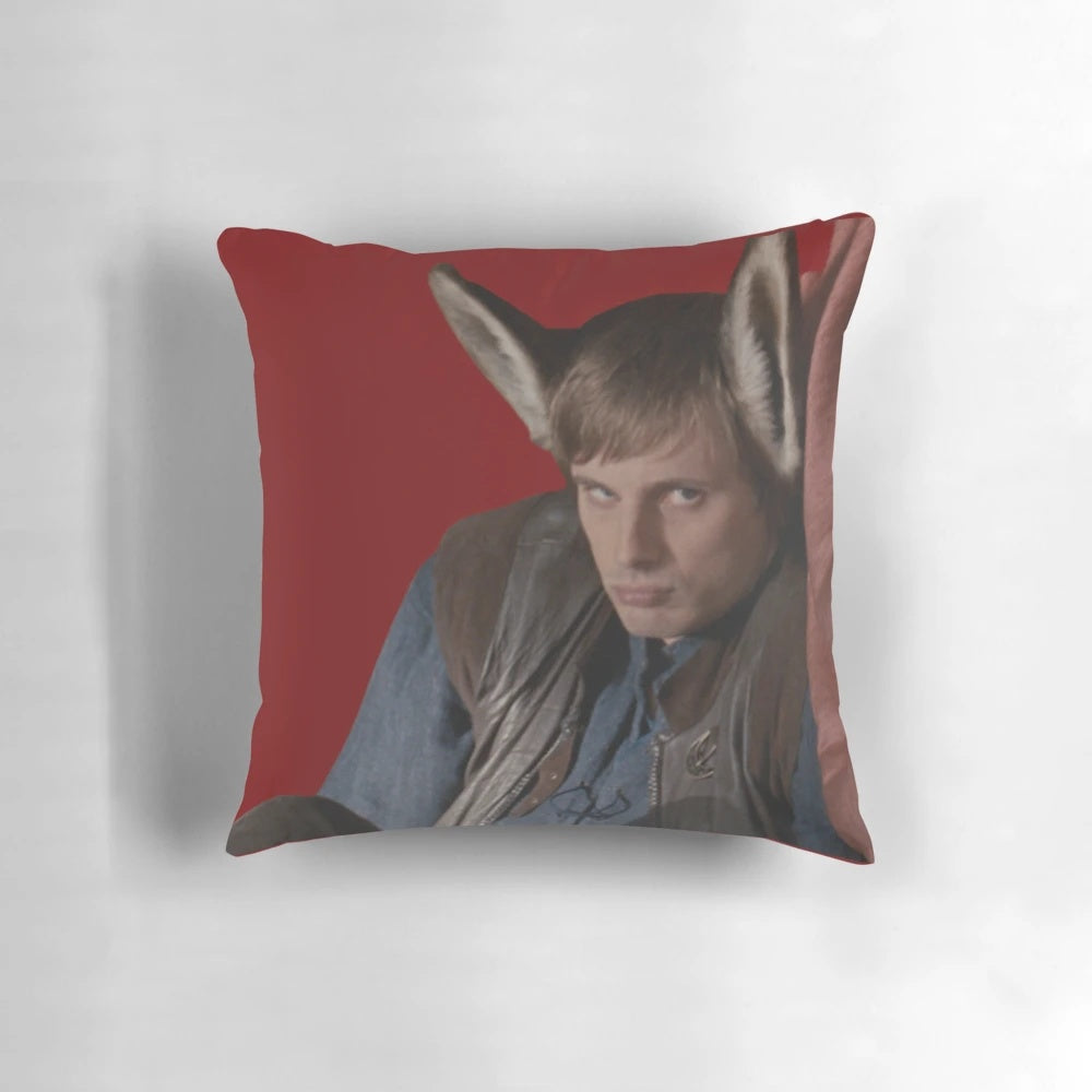 Decorative fantasy pillow featuring an illustration inspired by the BBC TV series Merlin and the Arthurian legend of King Arthur.