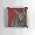 Decorative fantasy pillow featuring an illustration inspired by the BBC TV series Merlin and the Arthurian legend of King Arthur.