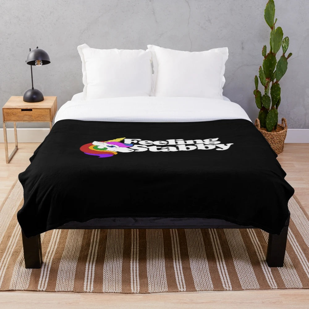 Feeling Stabby Unicorn Plush Blanket with Cute Unicorn Design