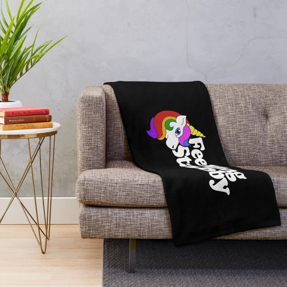 Feeling Stabby Unicorn Plush Blanket with Cute Unicorn Design