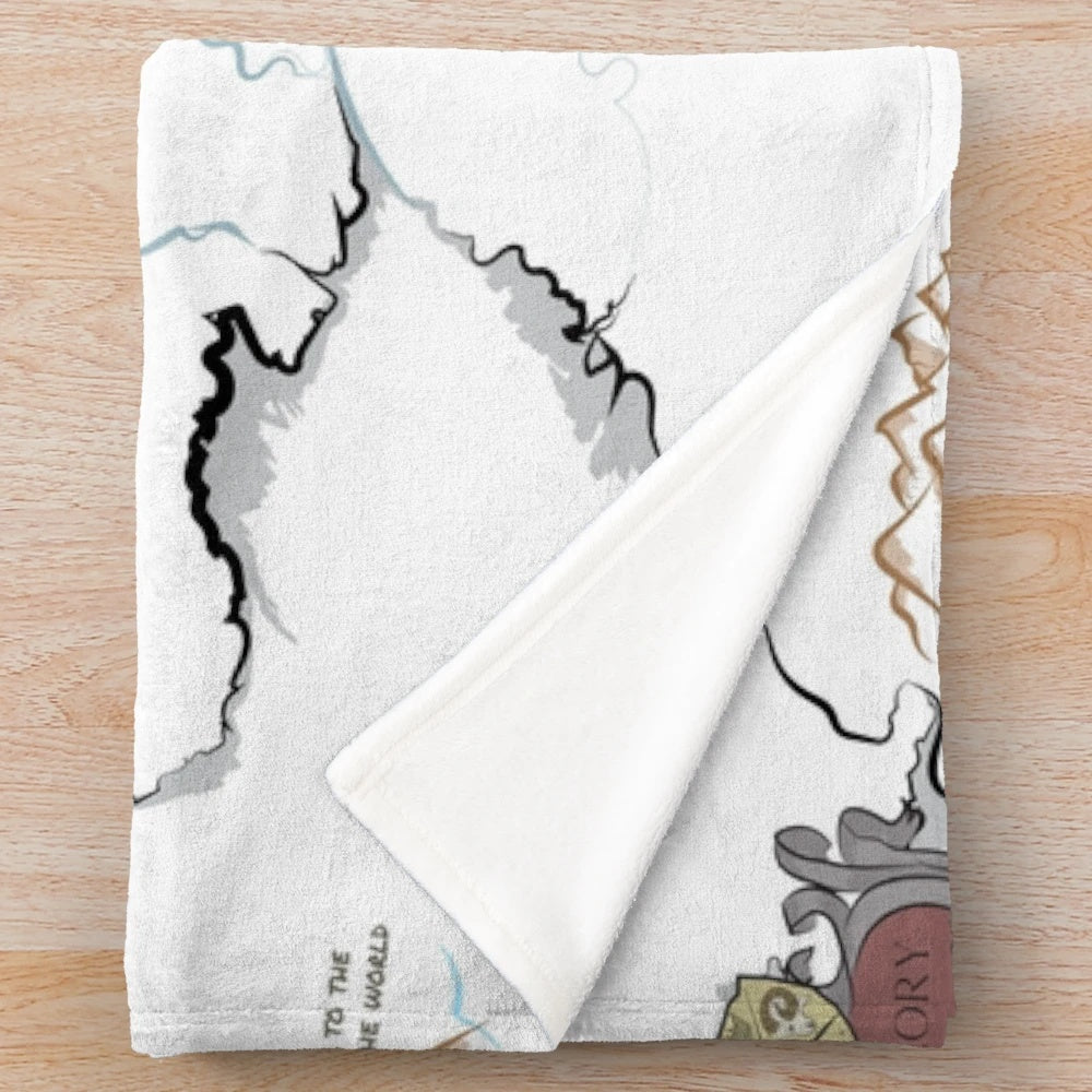 Plush blanket featuring the map of Fillory from the fantasy TV series The Magicians