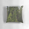 Cozy pillow featuring a serene forest landscape, perfect for camping and hiking