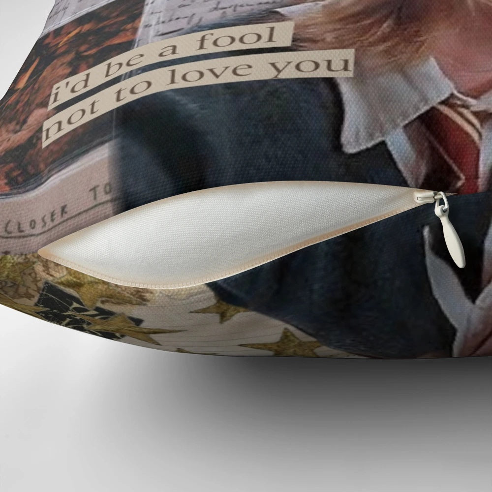 Colorful pillow featuring an illustration of Fred Weasley, a beloved character from the Harry Potter series.