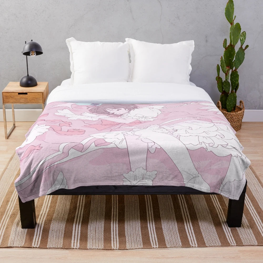 Cardcaptor Sakura inspired plush blanket with magical girl aesthetic