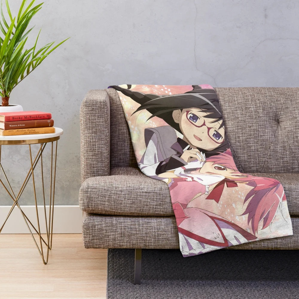 Madoka and Homura anime-inspired plush blanket